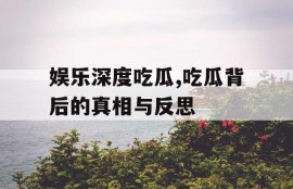 娱乐深度吃瓜,吃瓜背后的真相与反思
