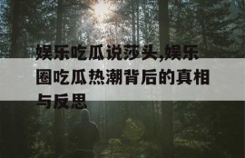 娱乐吃瓜说莎头,娱乐圈吃瓜热潮背后的真相与反思