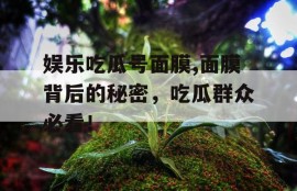 娱乐吃瓜号面膜,面膜背后的秘密，吃瓜群众必看！