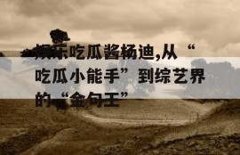 娱乐吃瓜酱杨迪,从“吃瓜小能手”到综艺界的“金句王”