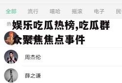 娱乐吃瓜热榜,吃瓜群众聚焦焦点事件