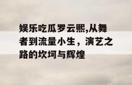 娱乐吃瓜罗云熙,从舞者到流量小生，演艺之路的坎坷与辉煌