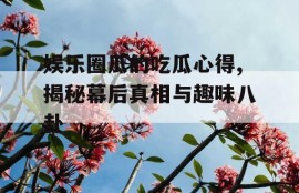 娱乐圈瓜的吃瓜心得,揭秘幕后真相与趣味八卦