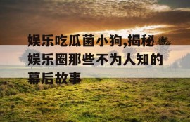 娱乐吃瓜菌小狗,揭秘娱乐圈那些不为人知的幕后故事