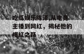 吃瓜娱乐陈泽,从电竞主播到网红，揭秘他的爆红之路