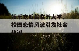 娱乐吃瓜酱临沂大学,校园恋情风波引发社会热议