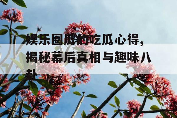 娱乐圈瓜的吃瓜心得,揭秘幕后真相与趣味八卦