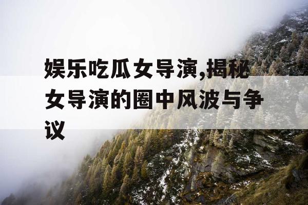 娱乐吃瓜女导演,揭秘女导演的圈中风波与争议