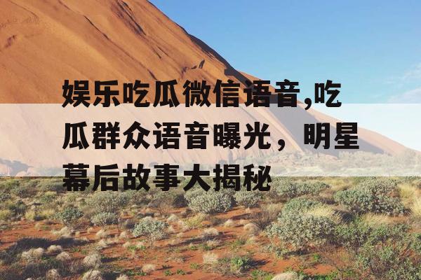 娱乐吃瓜微信语音,吃瓜群众语音曝光，明星幕后故事大揭秘
