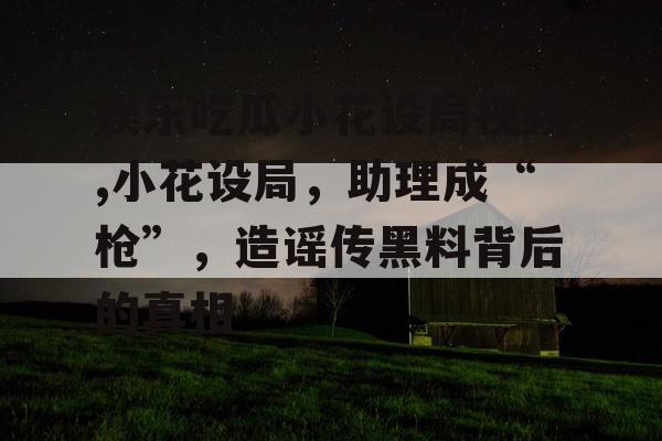 娱乐吃瓜小花设局视频,小花设局，助理成“枪”，造谣传黑料背后的真相
