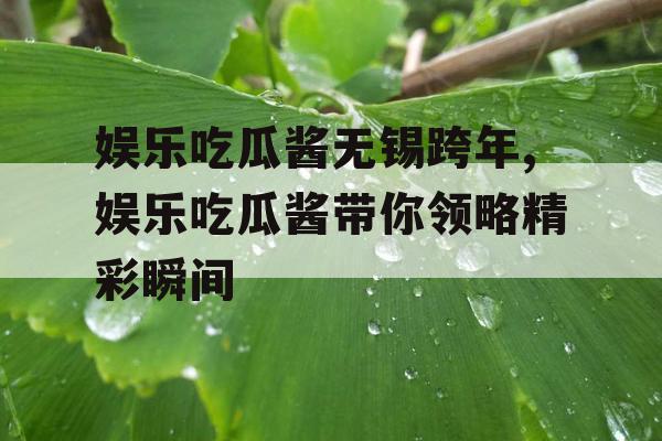 娱乐吃瓜酱无锡跨年,娱乐吃瓜酱带你领略精彩瞬间