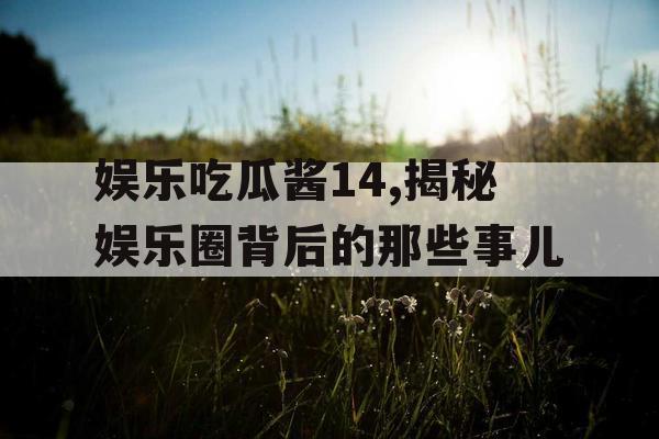 娱乐吃瓜酱14,揭秘娱乐圈背后的那些事儿