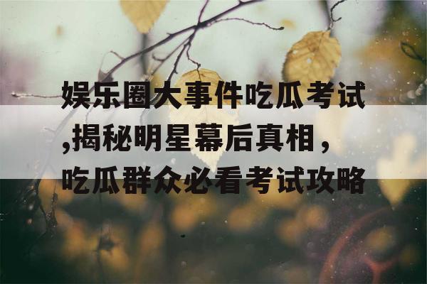 娱乐圈大事件吃瓜考试,揭秘明星幕后真相，吃瓜群众必看考试攻略