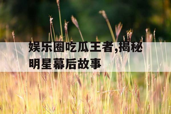 娱乐圈吃瓜王者,揭秘明星幕后故事