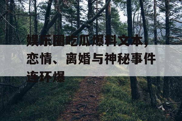 娱乐圈吃瓜爆料文本,恋情、离婚与神秘事件连环爆