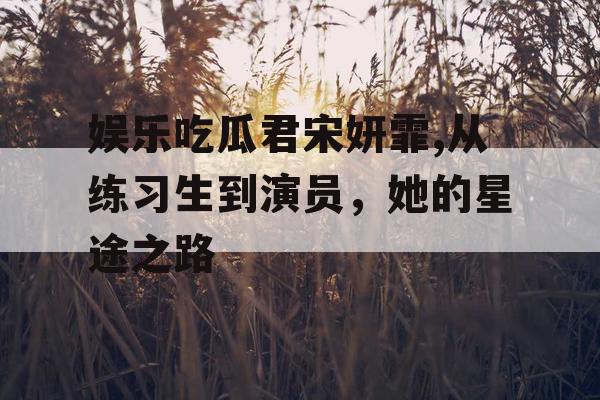 娱乐吃瓜君宋妍霏,从练习生到演员，她的星途之路