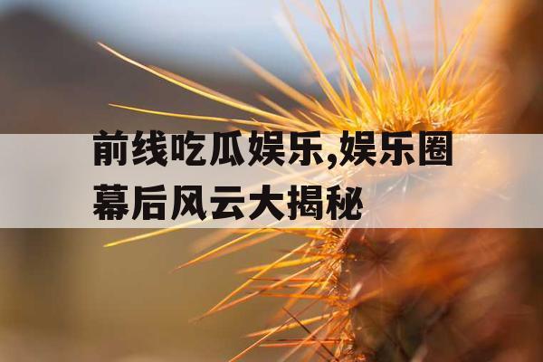 前线吃瓜娱乐,娱乐圈幕后风云大揭秘