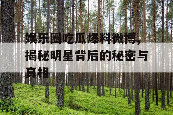 娱乐圈吃瓜爆料微博,揭秘明星背后的秘密与真相